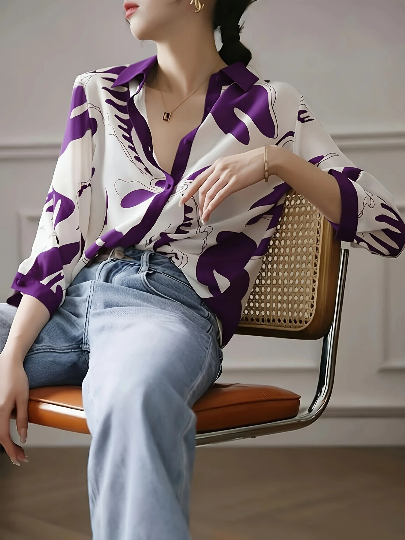 Fashion Luxury Ladies Shirt France Style Woman Printing Blouse Spring Summer Half Sleeve Tops Blusa Mujer