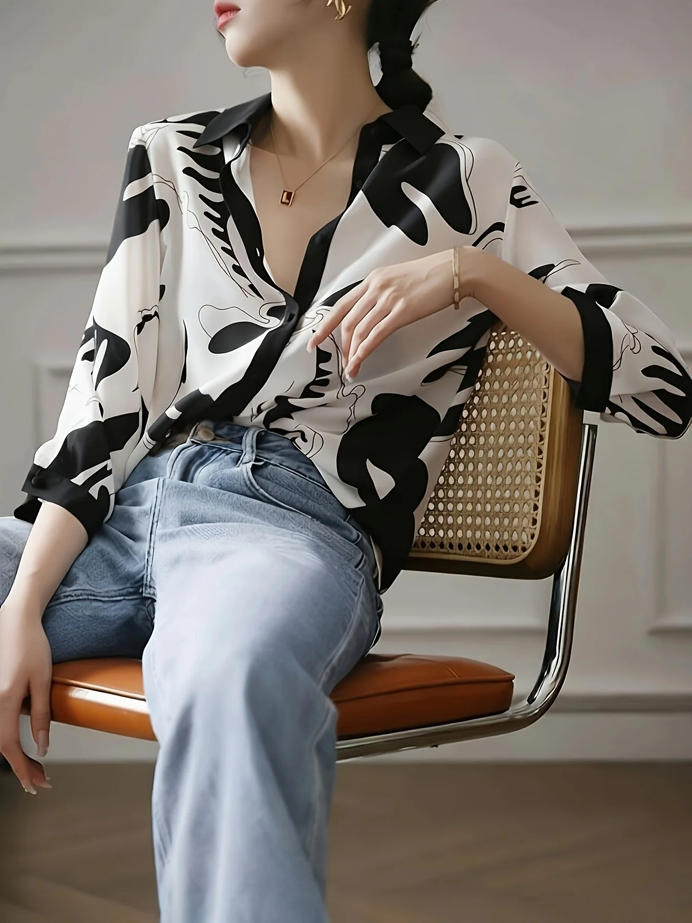 Fashion Luxury Ladies Shirt France Style Woman Printing Blouse Spring Summer Half Sleeve Tops Blusa Mujer