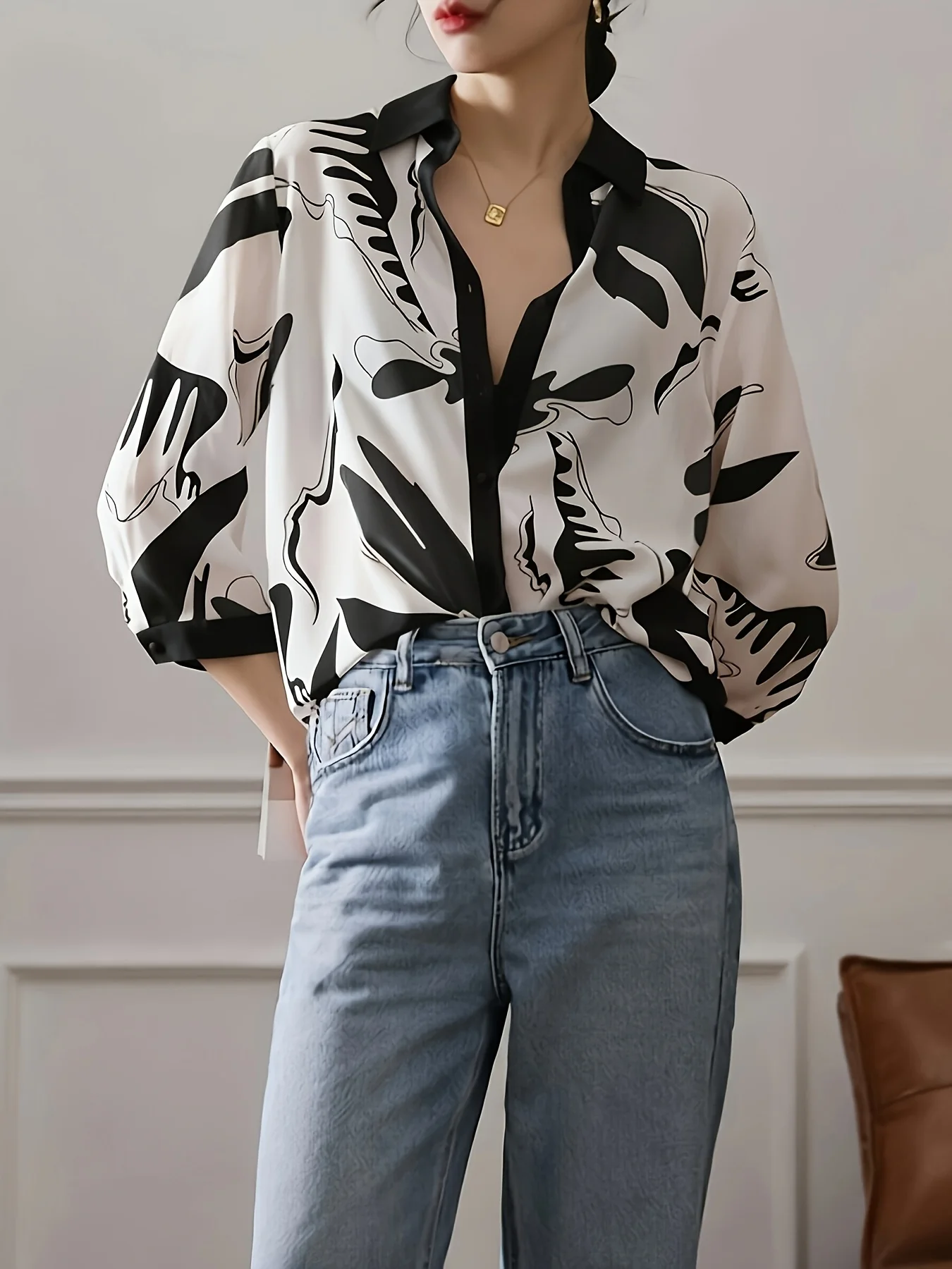 Fashion Luxury Ladies Shirt France Style Woman Printing Blouse Spring Summer Half Sleeve Tops Blusa Mujer
