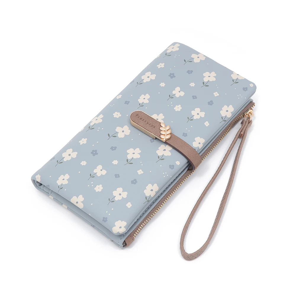 Long Handbag Female 2024 Spring/Summer New Korean PU Printed Zipper Buckle Collapsible Multi-Function Long Wallet Can Be Wrist M