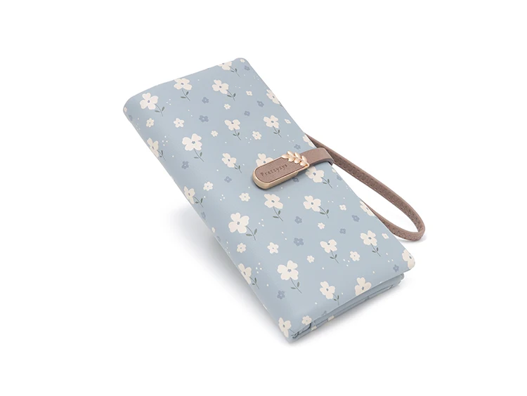 Long Handbag Female 2024 Spring/Summer New Korean PU Printed Zipper Buckle Collapsible Multi-Function Long Wallet Can Be Wrist M