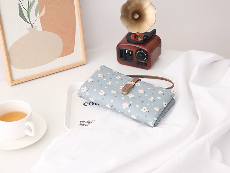 Long Handbag Female 2024 Spring/Summer New Korean PU Printed Zipper Buckle Collapsible Multi-Function Long Wallet Can Be Wrist M