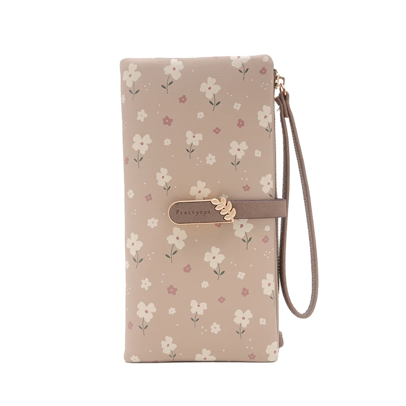 Long Handbag Female 2024 Spring/Summer New Korean PU Printed Zipper Buckle Collapsible Multi-Function Long Wallet Can Be Wrist M