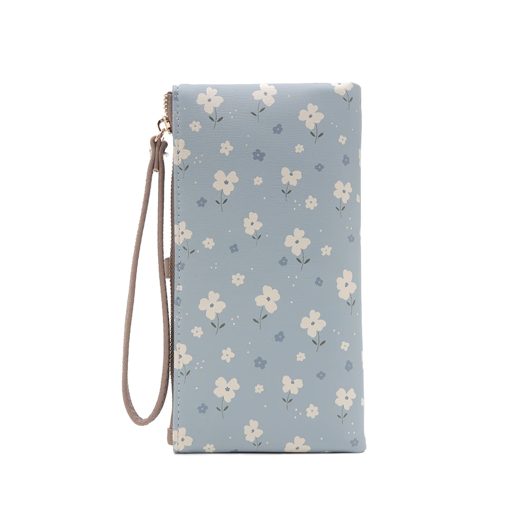 Long Handbag Female 2024 Spring/Summer New Korean PU Printed Zipper Buckle Collapsible Multi-Function Long Wallet Can Be Wrist M