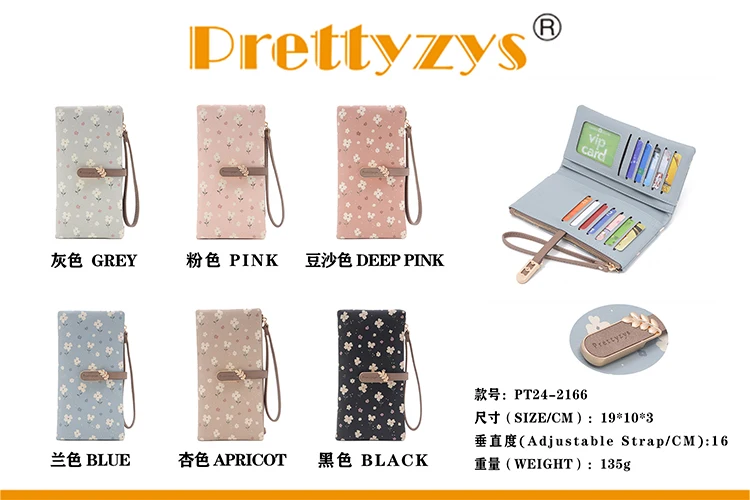 Long Handbag Female 2024 Spring/Summer New Korean PU Printed Zipper Buckle Collapsible Multi-Function Long Wallet Can Be Wrist M
