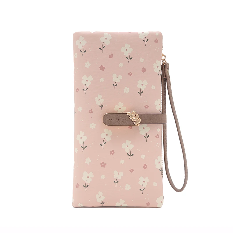 Long Handbag Female 2024 Spring/Summer New Korean PU Printed Zipper Buckle Collapsible Multi-Function Long Wallet Can Be Wrist M