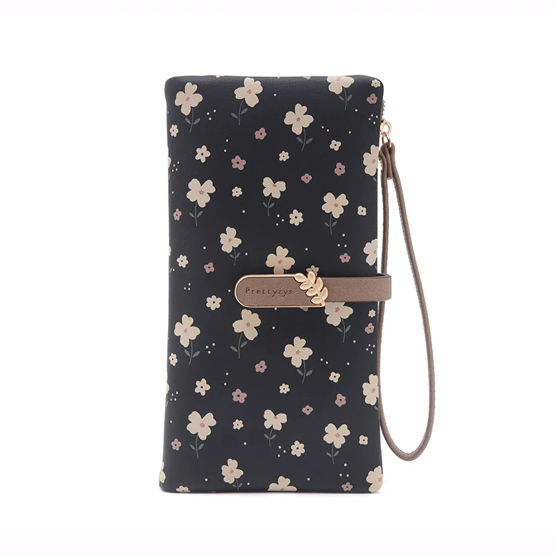 Long Handbag Female 2024 Spring/Summer New Korean PU Printed Zipper Buckle Collapsible Multi-Function Long Wallet Can Be Wrist M
