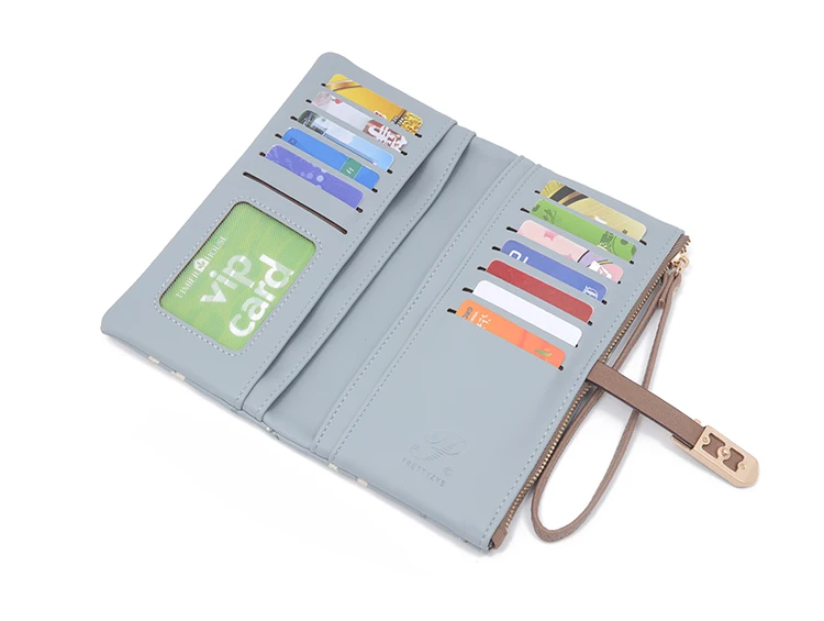 Long Handbag Female 2024 Spring/Summer New Korean PU Printed Zipper Buckle Collapsible Multi-Function Long Wallet Can Be Wrist M