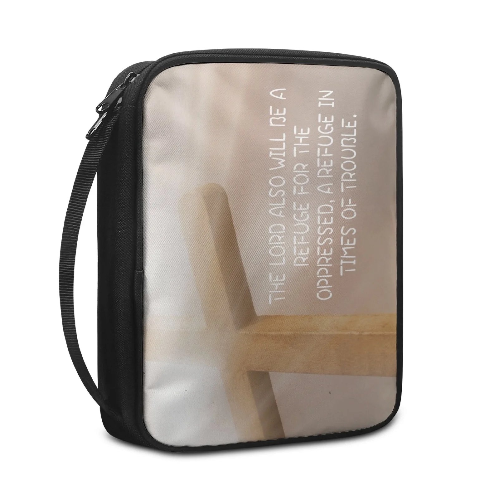 Print Cross and Psalm Text Bible Covers For Men Book Carrying Case Travel Bible Case Organizer With Handle For Easy Carrying