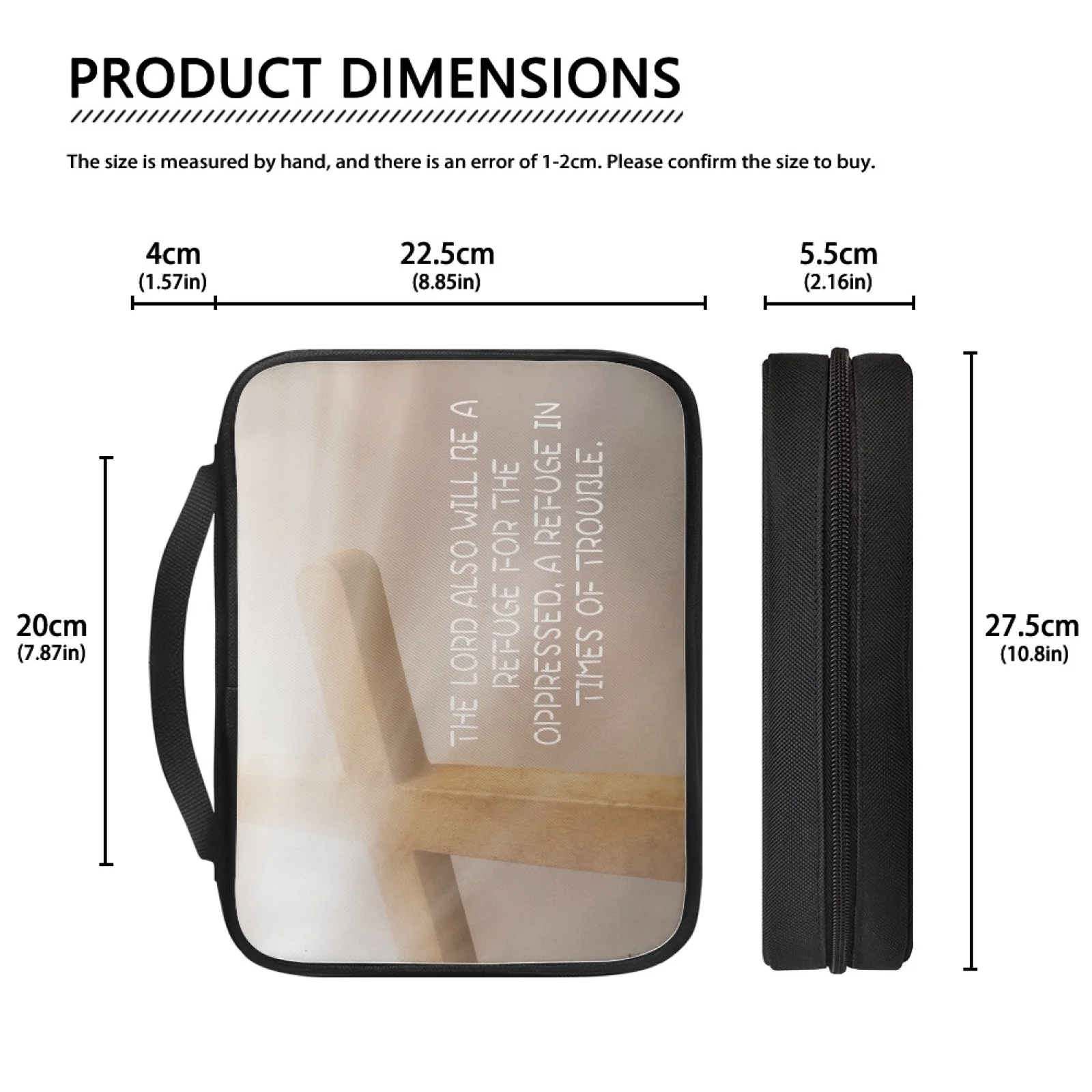 Print Cross and Psalm Text Bible Covers For Men Book Carrying Case Travel Bible Case Organizer With Handle For Easy Carrying
