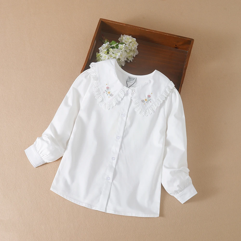 Girls Shirt Delightful White Embroidered Blouse Specifically Designed for Girls Aged 5 to 12 Years Old