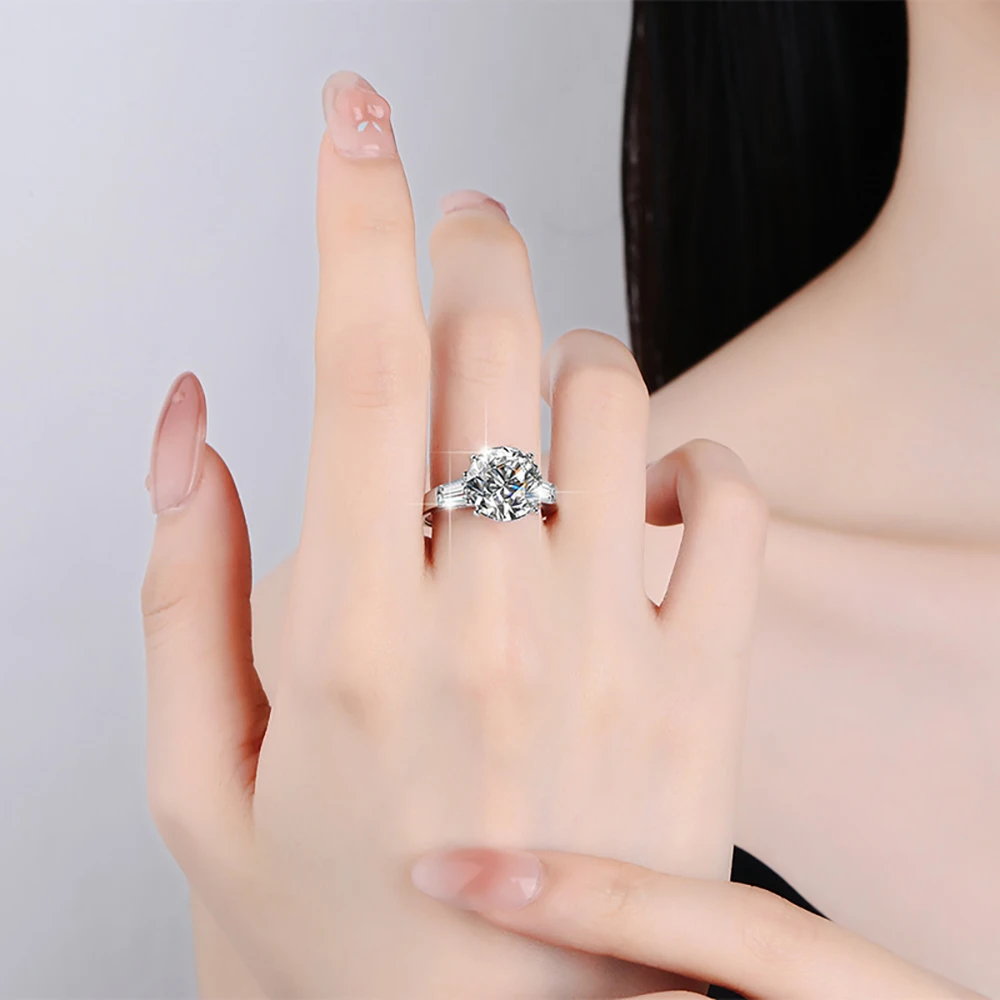 JoyceJelly Luxury Round 5 Carat Moissanite Diamond Ring for Women Sterling Silver 925 Fine Jewelry Female Trendy Wedding Bands
