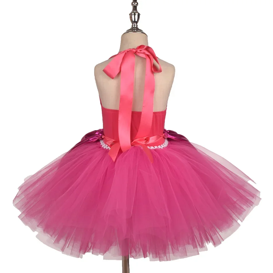 Princess Girls Rosy Knee Length Letter B Tutu Dresses for Girl Birthday Party Halloween Christmas Costumes Margot Robbie Cosplay