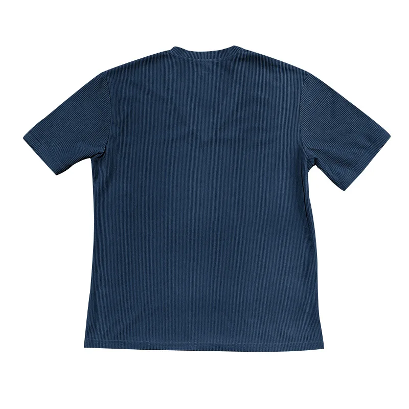 Men's Corduroy European and American Summer Men's V-Neck Solid Color Slim Casual T-Shirt