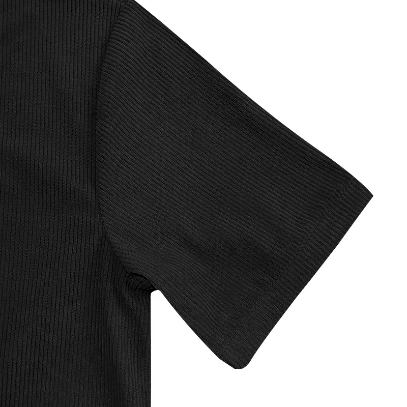 Men's Corduroy European and American Summer Men's V-Neck Solid Color Slim Casual T-Shirt