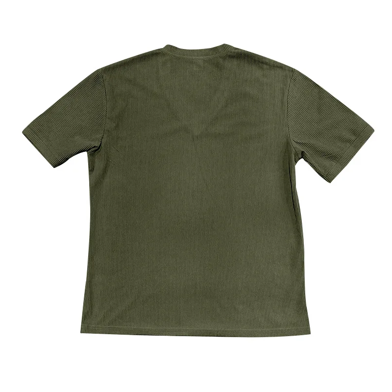 Men's Corduroy European and American Summer Men's V-Neck Solid Color Slim Casual T-Shirt