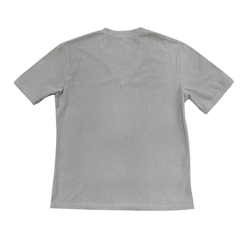 Men's Corduroy European and American Summer Men's V-Neck Solid Color Slim Casual T-Shirt