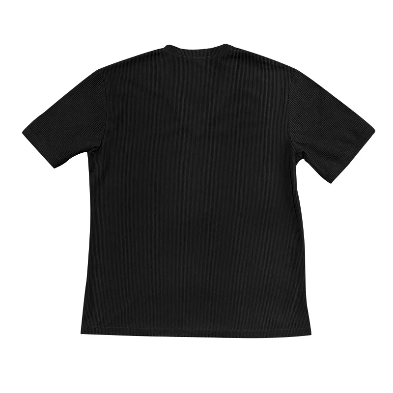Men's Corduroy European and American Summer Men's V-Neck Solid Color Slim Casual T-Shirt