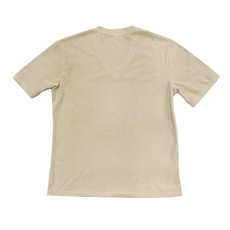 Men's Corduroy European and American Summer Men's V-Neck Solid Color Slim Casual T-Shirt