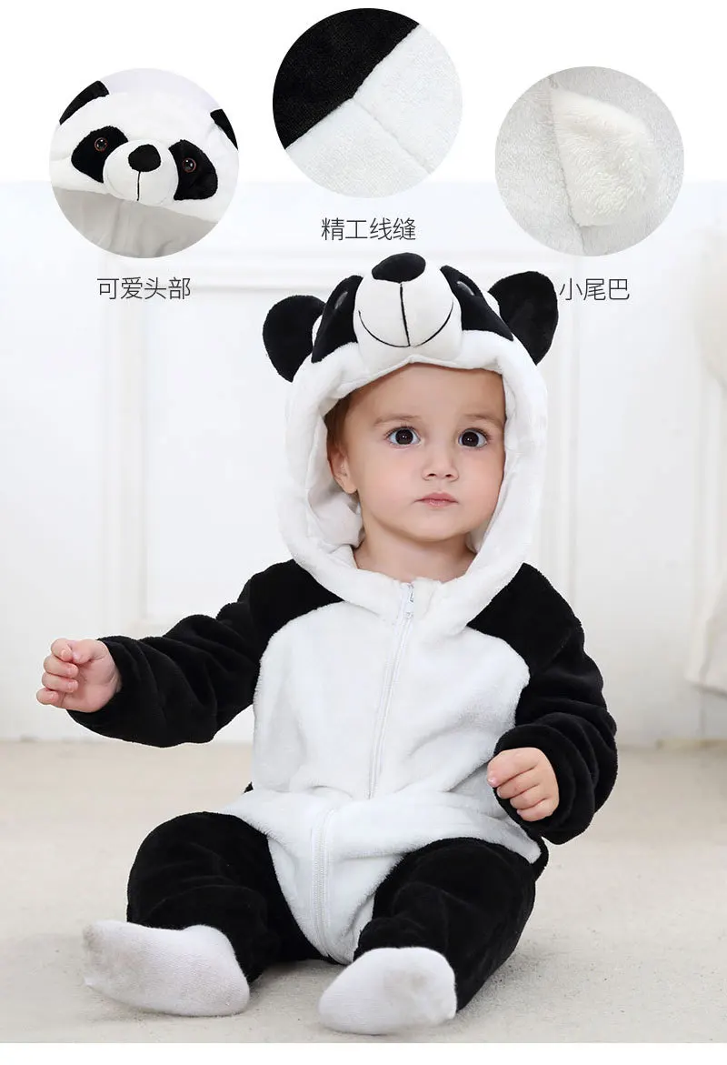 Toddler Boys Girls Kigurumi Pajamas 0-4 Years Children Sleepwear Winter Baby Rompers Infant Flannel Warm Clothes Animal Onesies