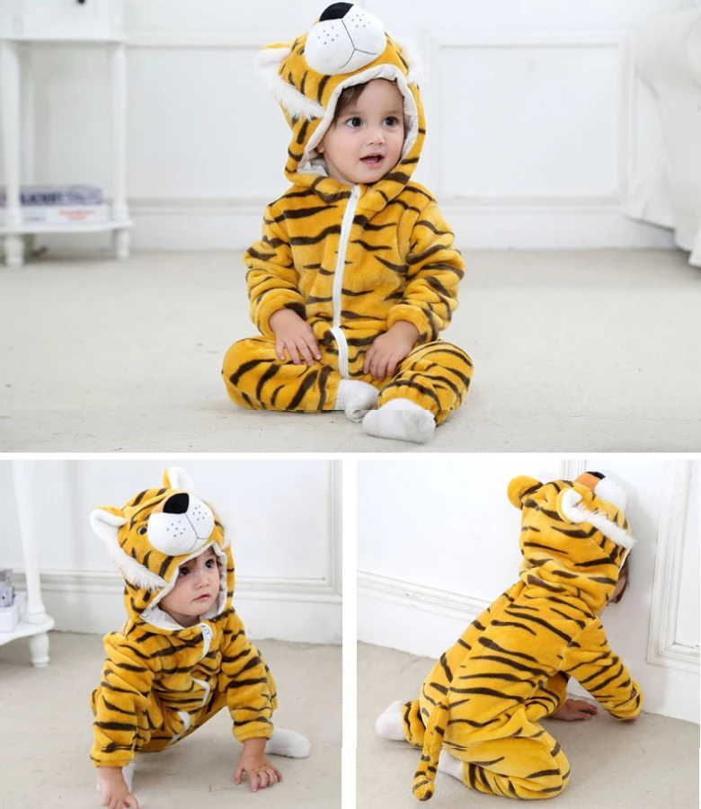 Toddler Boys Girls Kigurumi Pajamas 0-4 Years Children Sleepwear Winter Baby Rompers Infant Flannel Warm Clothes Animal Onesies