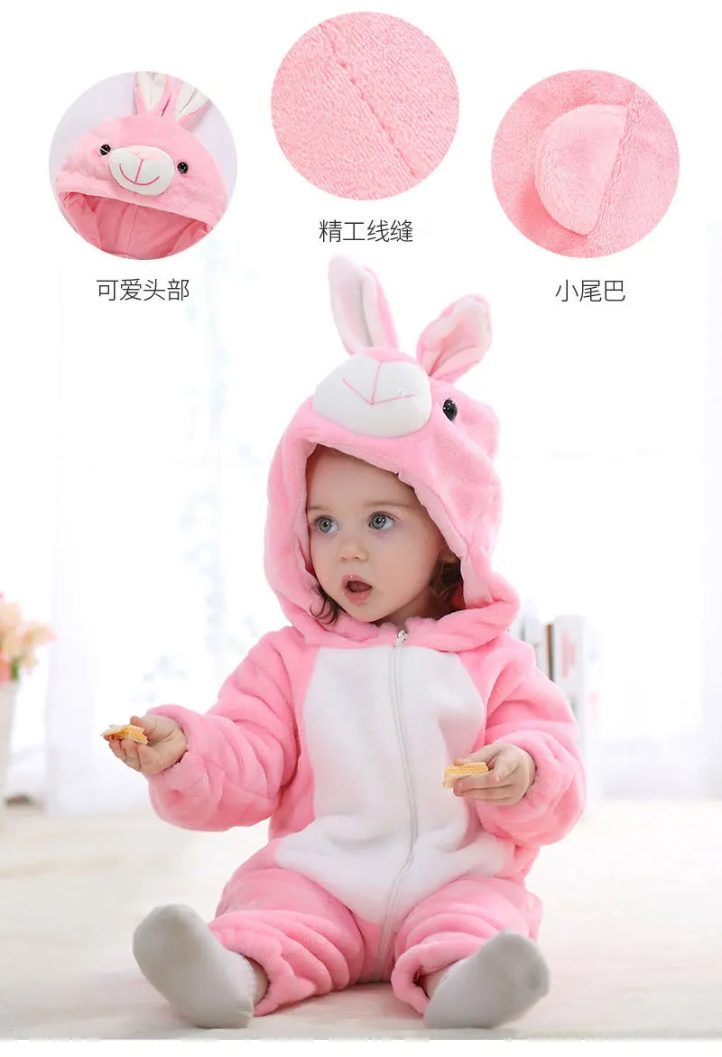 Toddler Boys Girls Kigurumi Pajamas 0-4 Years Children Sleepwear Winter Baby Rompers Infant Flannel Warm Clothes Animal Onesies