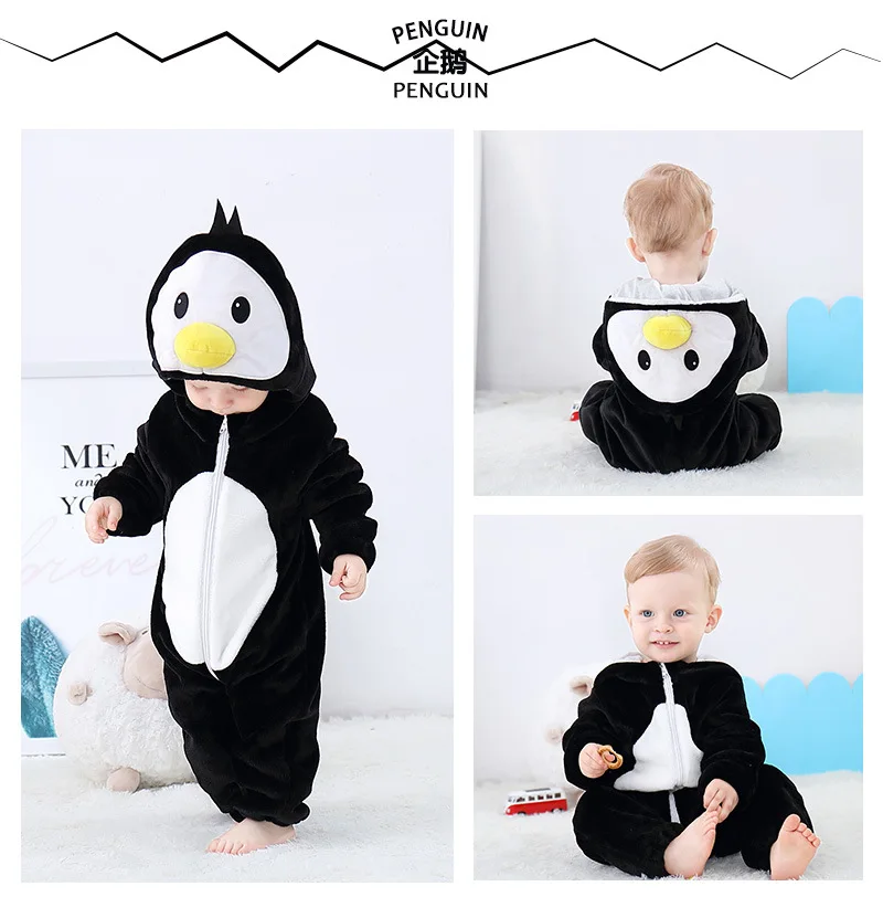 Toddler Boys Girls Kigurumi Pajamas 0-4 Years Children Sleepwear Winter Baby Rompers Infant Flannel Warm Clothes Animal Onesies