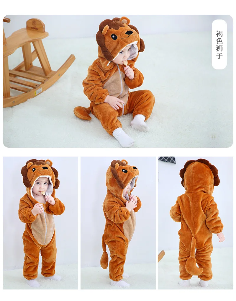 Toddler Boys Girls Kigurumi Pajamas 0-4 Years Children Sleepwear Winter Baby Rompers Infant Flannel Warm Clothes Animal Onesies