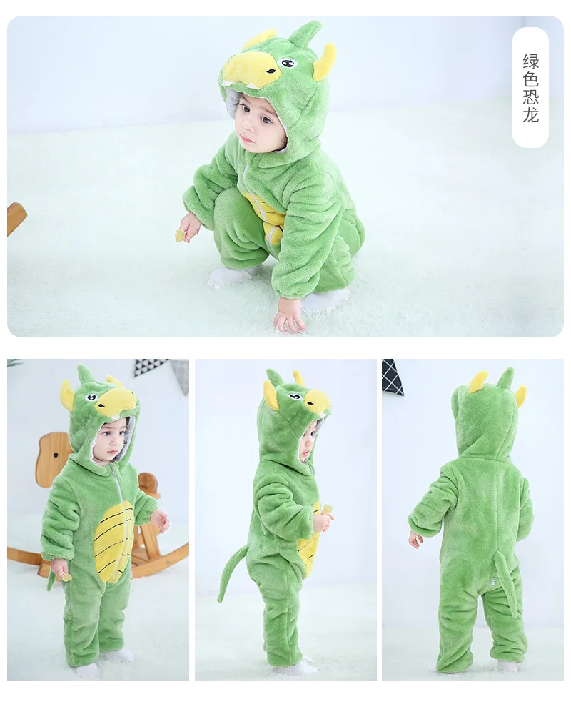 Toddler Boys Girls Kigurumi Pajamas 0-4 Years Children Sleepwear Winter Baby Rompers Infant Flannel Warm Clothes Animal Onesies
