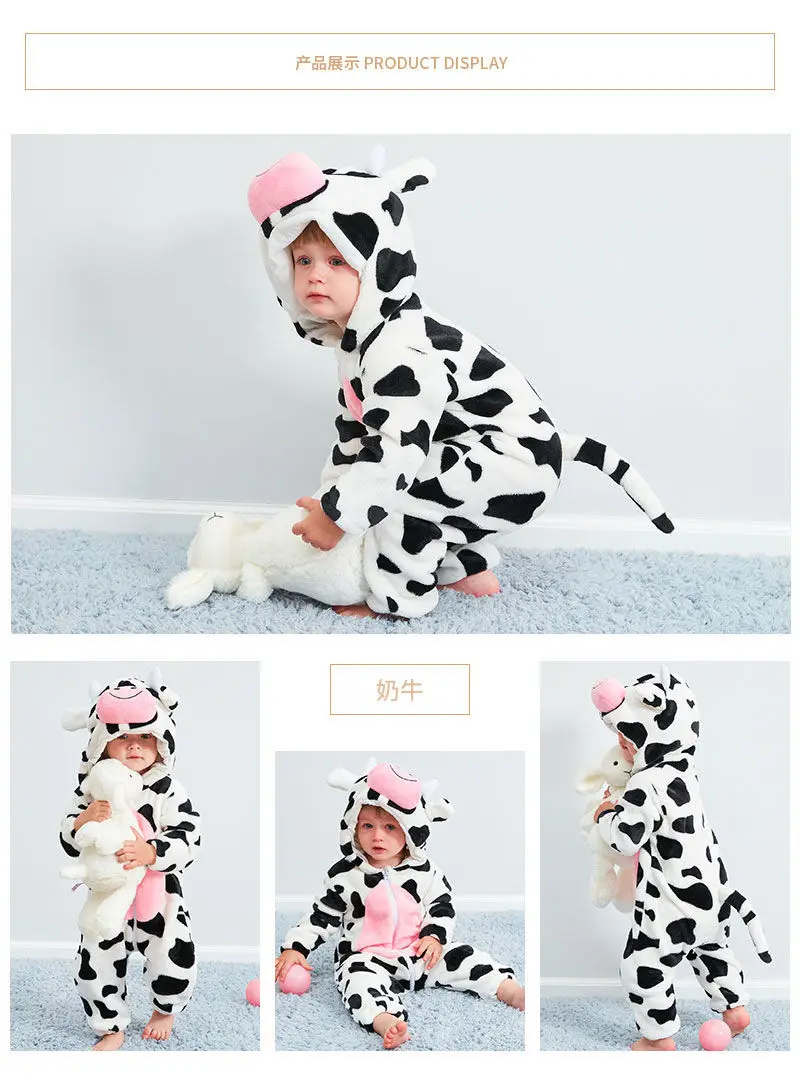Toddler Boys Girls Kigurumi Pajamas 0-4 Years Children Sleepwear Winter Baby Rompers Infant Flannel Warm Clothes Animal Onesies