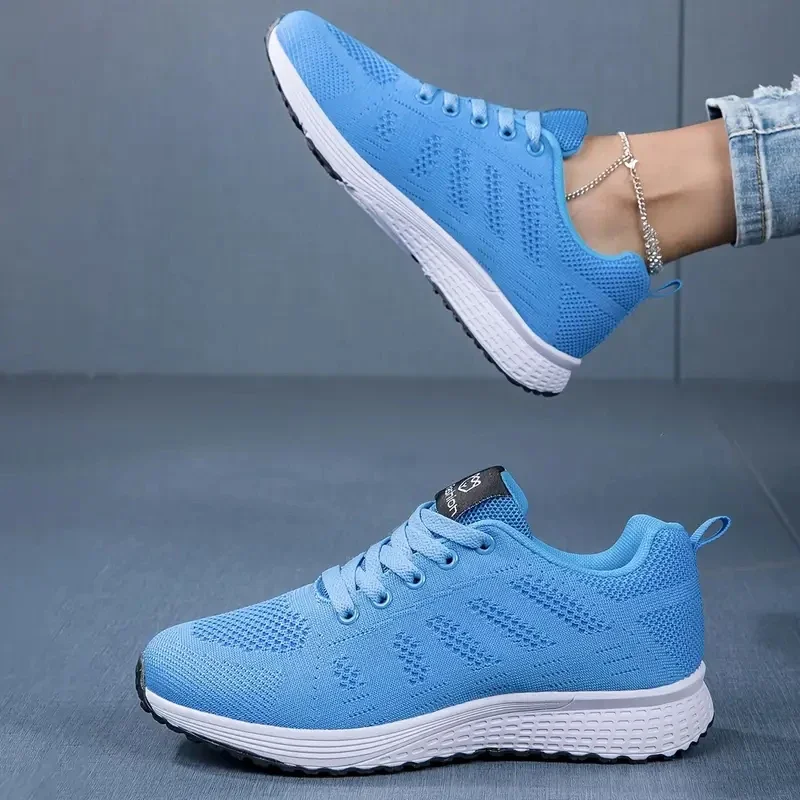 Women's Casual Shoes Summer Mesh Breathable Outdoor Platform Sneakers Lace Up Fashion Sports Walking Running Shoes for Women