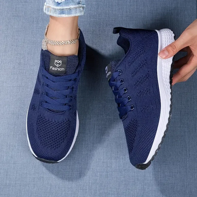 Women's Casual Shoes Summer Mesh Breathable Outdoor Platform Sneakers Lace Up Fashion Sports Walking Running Shoes for Women