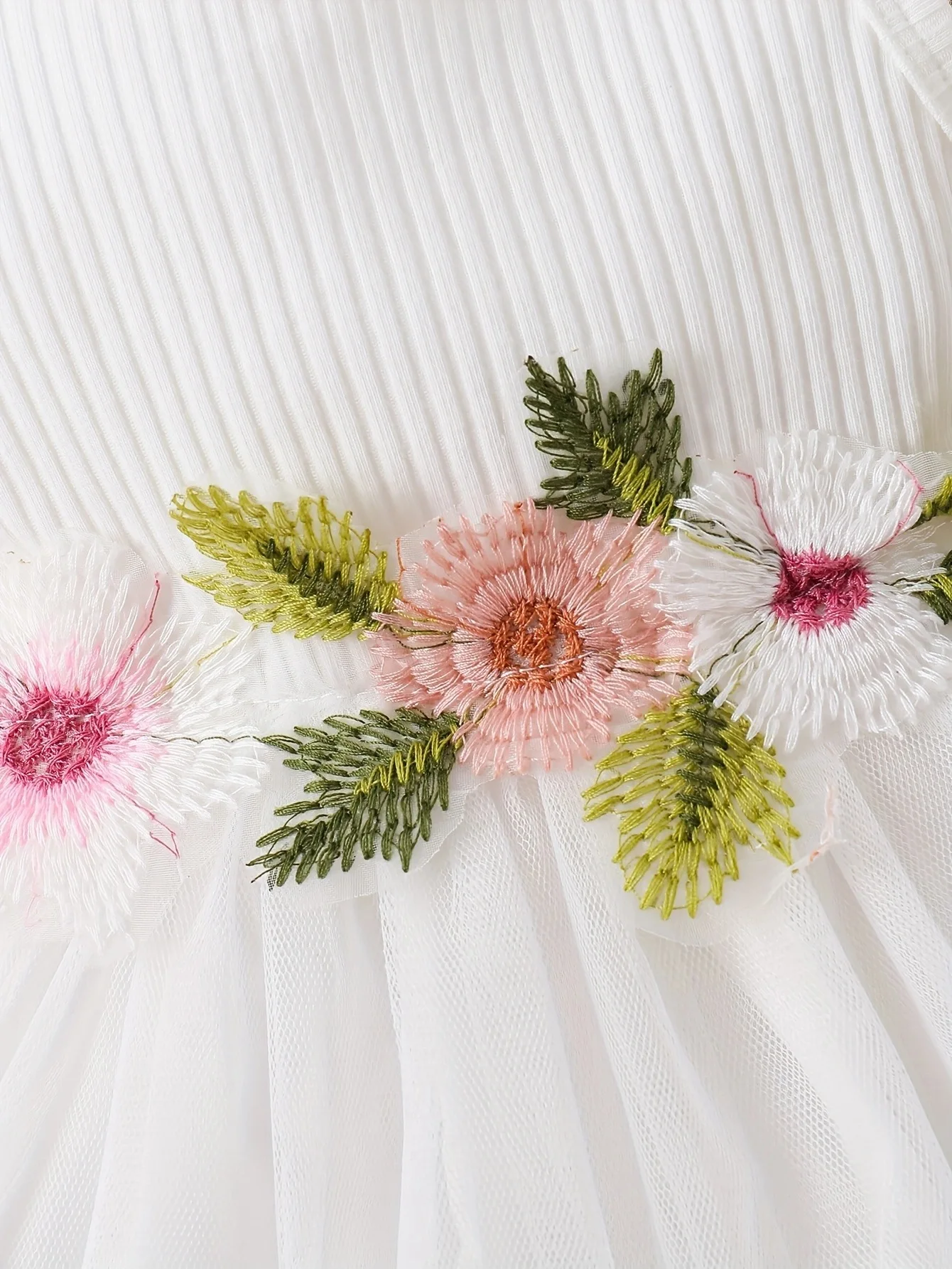 Baby and toddler girls summer sleeveless waist flower patchwork mesh sweet dress