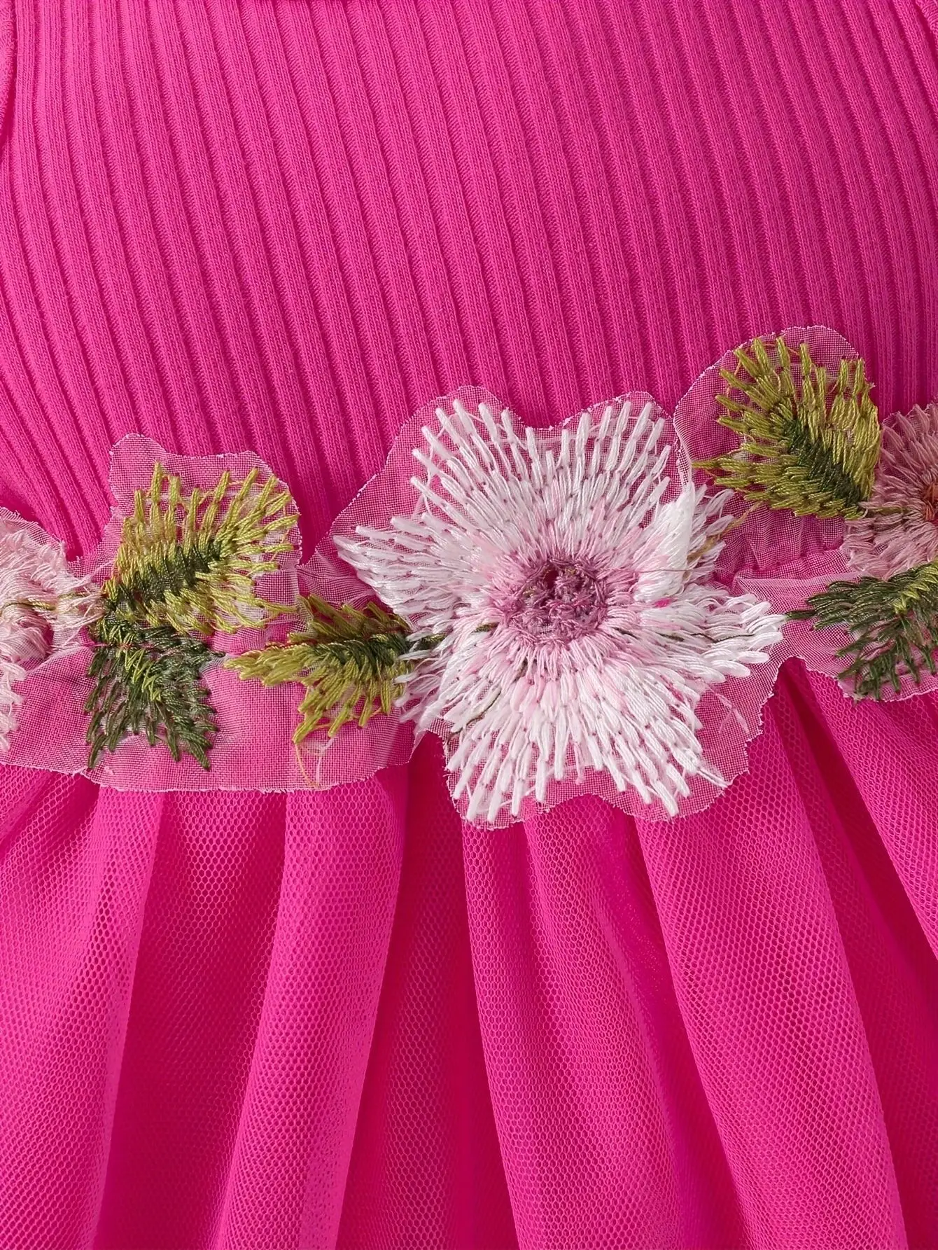 Baby and toddler girls summer sleeveless waist flower patchwork mesh sweet dress