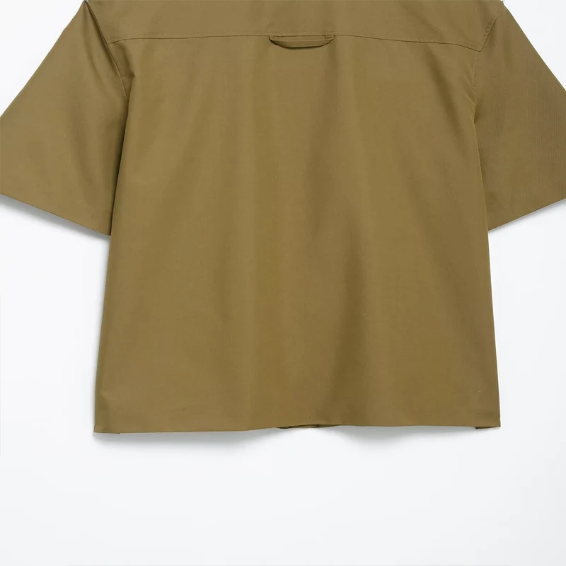 Koekop Women's Fashion Solid Color Lapel Pocket Embellished Shirt and Vintage Casual Women's Funky Ladies Pleated Shorts