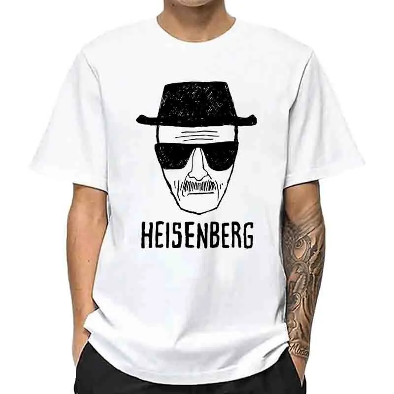 Men Fashion Casual Top Quality Short Sleeve Cotton Blend Loose Heisenberg PrintedTshirt Casual Mens Tshirt Cool Summer Men Tops