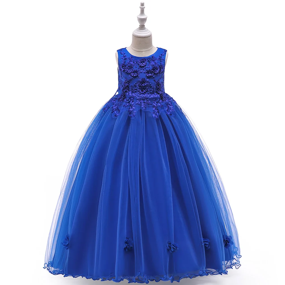 Elegant Wedding Bridemaids Party Girls Dress Tulle Bow Birthday Princess Dresses for Kids Flower Christmas Prom Evening Costumes