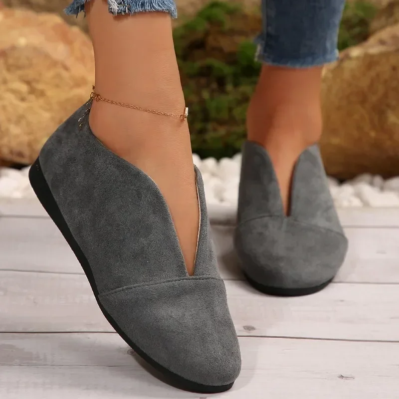 Women's New Slip-on Flat Shoes Outdoor Casual Women's Sewn Round Toe Soft Sole Lightweight Solid Color Flat Low-top Shoes