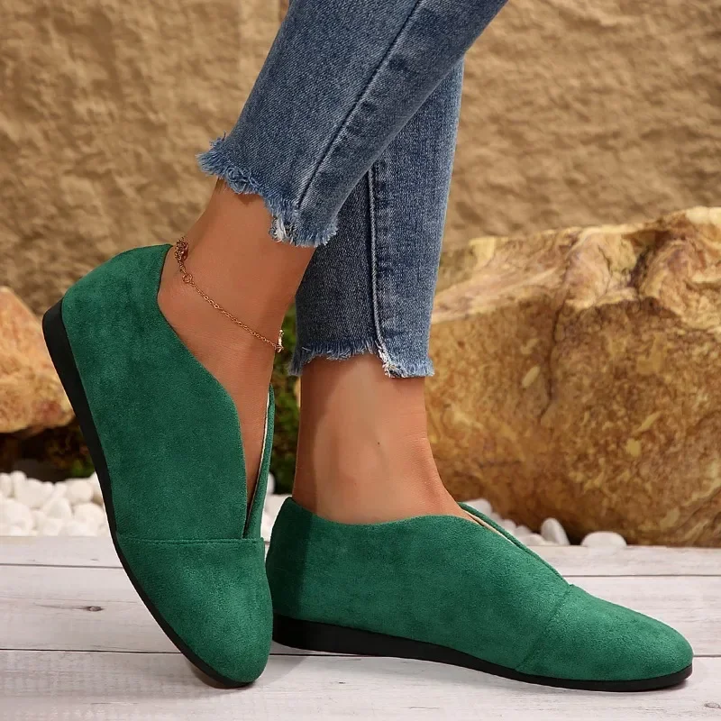 Women's New Slip-on Flat Shoes Outdoor Casual Women's Sewn Round Toe Soft Sole Lightweight Solid Color Flat Low-top Shoes