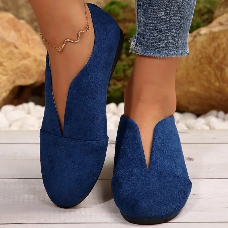 Women's New Slip-on Flat Shoes Outdoor Casual Women's Sewn Round Toe Soft Sole Lightweight Solid Color Flat Low-top Shoes