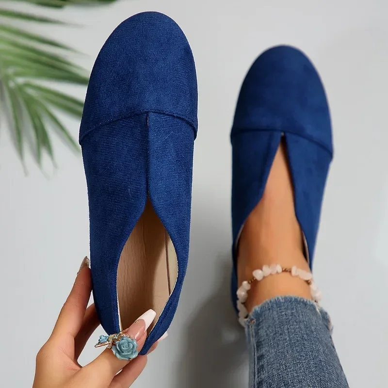 Women's New Slip-on Flat Shoes Outdoor Casual Women's Sewn Round Toe Soft Sole Lightweight Solid Color Flat Low-top Shoes