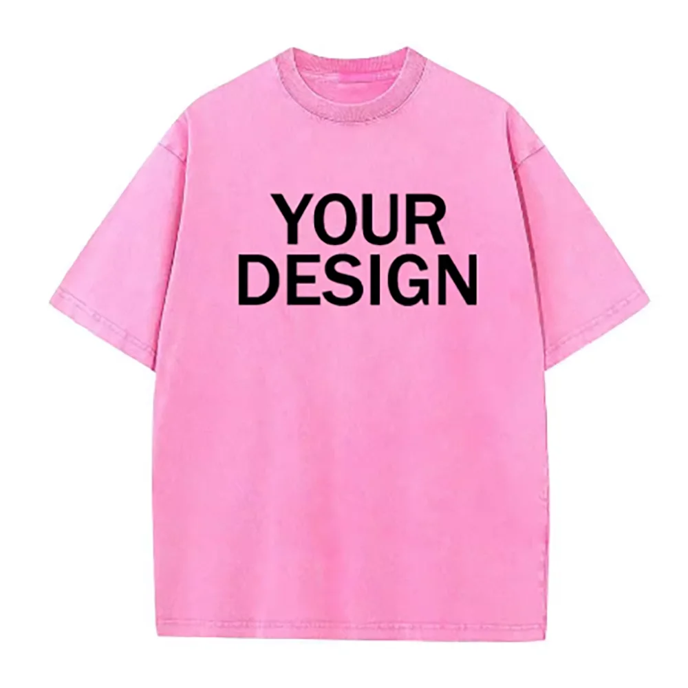Unisex Cotton Wash T-Shirt Vintage Custom Print Pattern Oversized Short Sleeve T-Shirt Rapper Streetwear Men's Casual T-Shirt