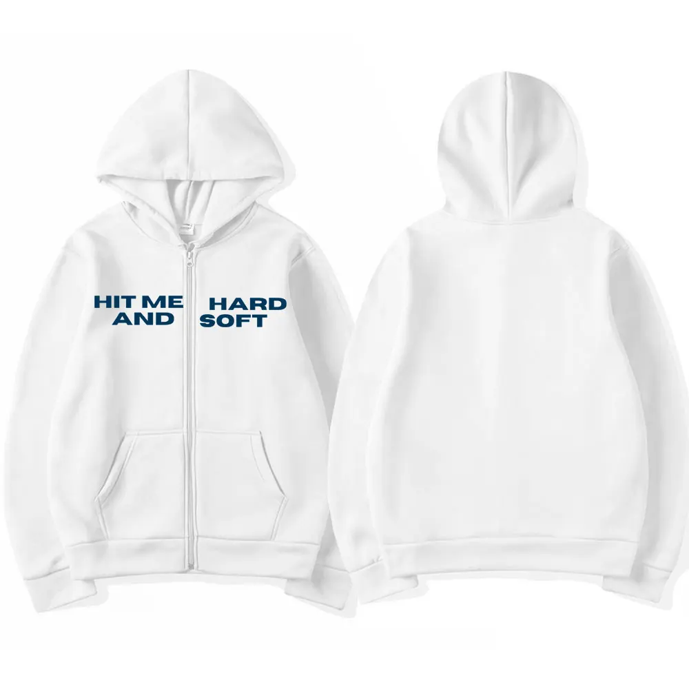 Hit Me Hard and Soft 2025 Tour Zipper Hoodies Men Women Harajuku Pullovers Fashion Hip Hop Zip Up Sweatshirts Jackets Fans Gift