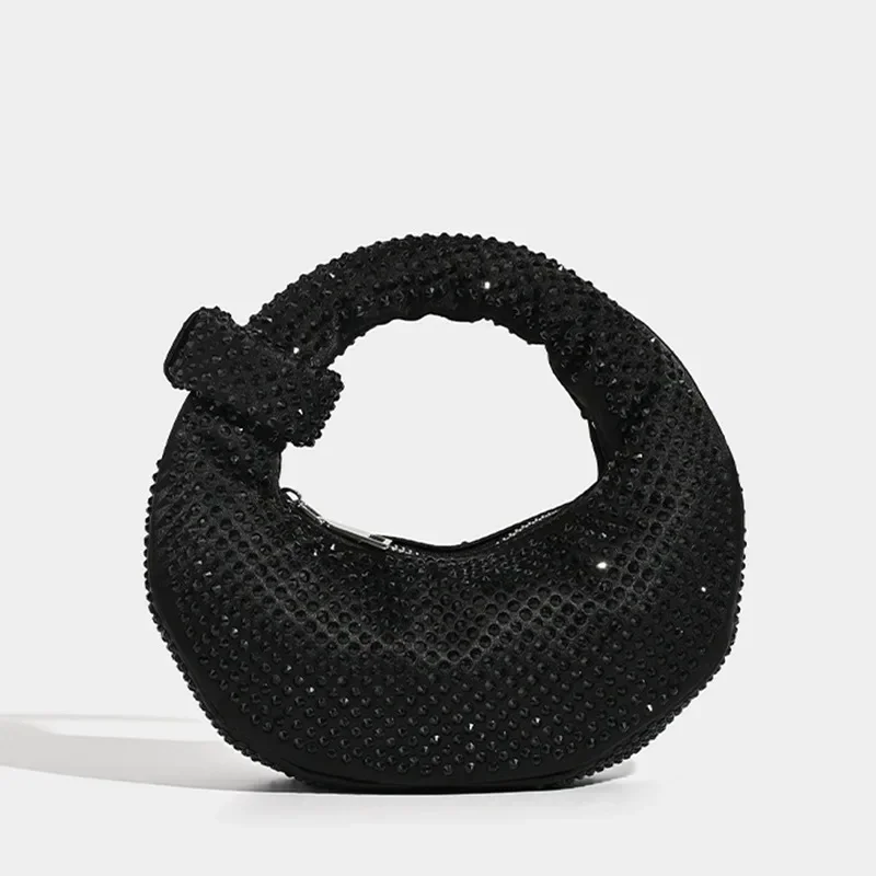 New Small Niche Design Diamond Dumpling Handbag Women's Socialite Style Evening Event Casual Versatile Handbag Water Diamond Bag