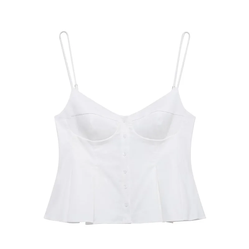 MUJER 2025 Striped Pleated Tops for Women White Sexy Backless Top Women Strap Camisole Beach Top Female Tanks Camis Women's Tops