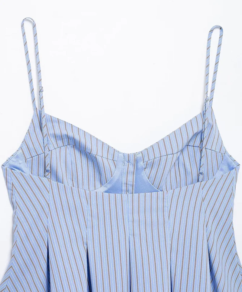 MUJER 2025 Striped Pleated Tops for Women White Sexy Backless Top Women Strap Camisole Beach Top Female Tanks Camis Women's Tops