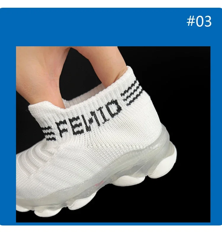 Boys and girls' flying woven sports socks and shoes with LED lights, summer new breathable and elastic children's shoes