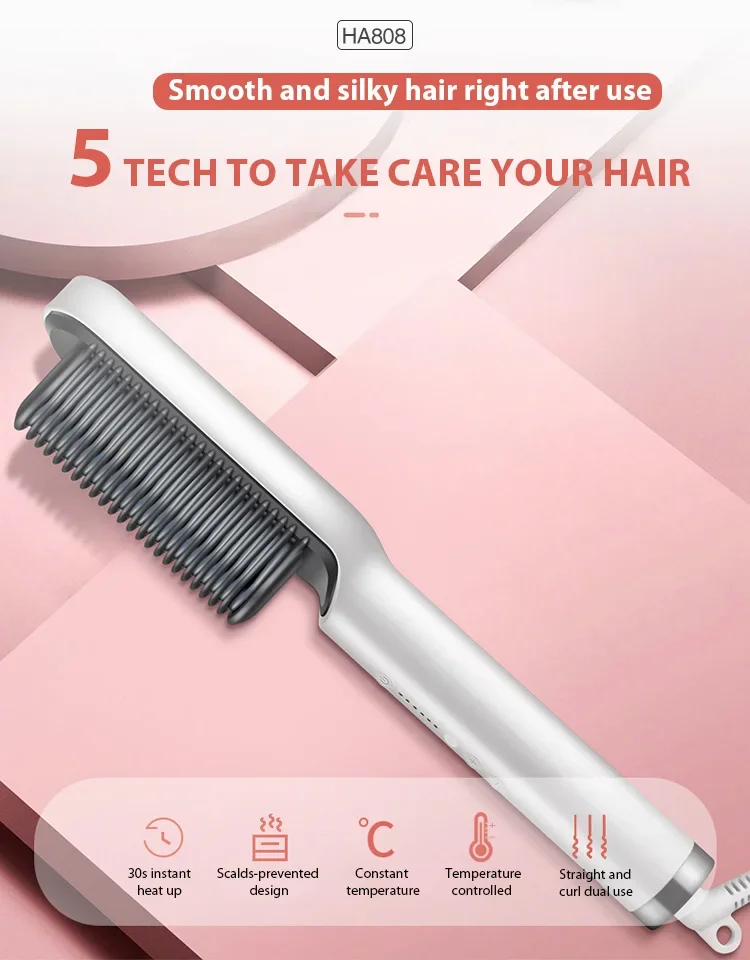 Hair Straightener Professional Quick Heated Electric Hot Comb Hair Straightener Personal Care Multifunctional Hairstyle Brush