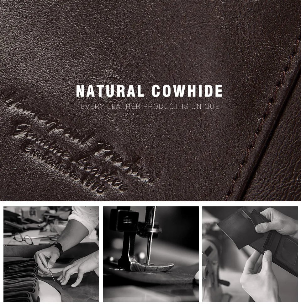 HUMERPAUL Genuine Leather Trifold Short Wallet for Mens High Quality Zipper Coin Pocket Slim RFID Card Holder Money Bags