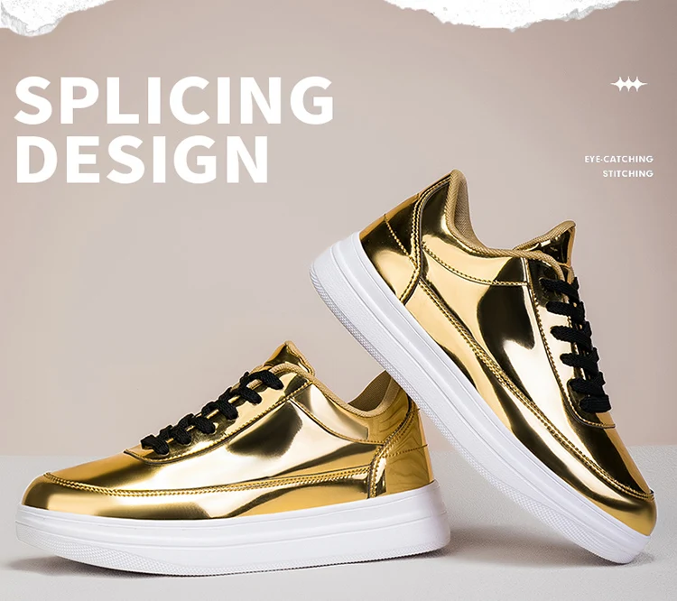 Patent Leather Black Men's Sneakers Fashion Casual Platform Shoes For Men Designer Hip Hop Sneakers Men zapatillas informales